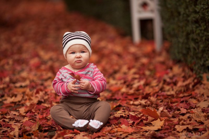 7 Months Old, Baby girl, Fall Leaves