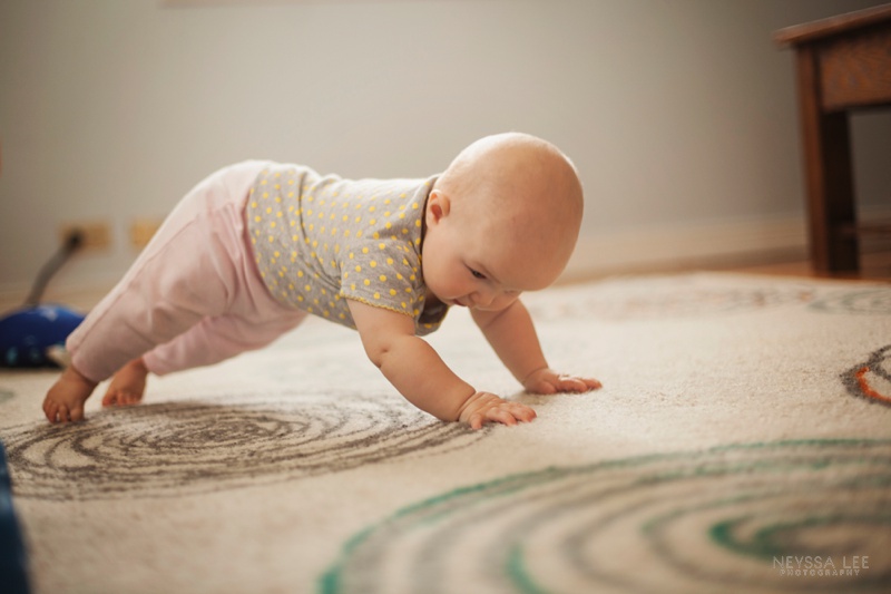 7 month old baby girl, trying to crawl