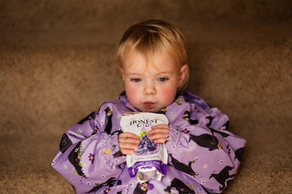Photos of her favorite color, toddler in purple