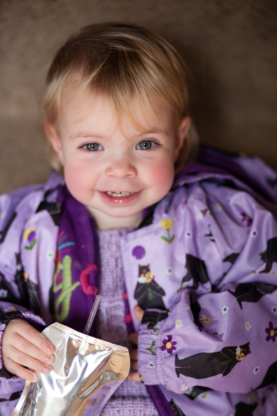 Photos of her favorite color, toddler in purple