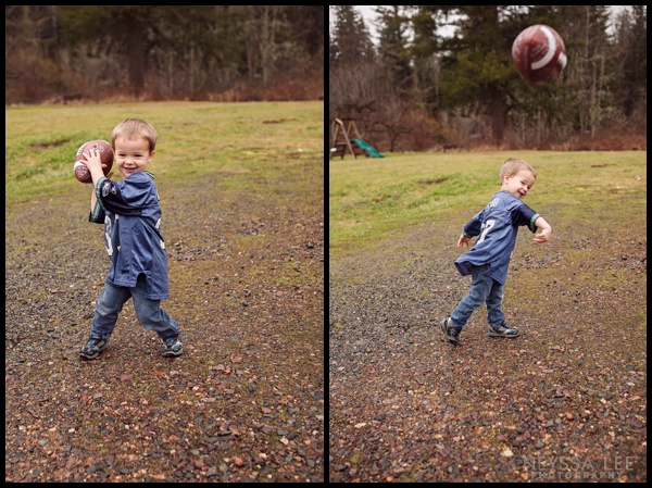 how to photograph the biggest football fans, preschool boy throwing the football