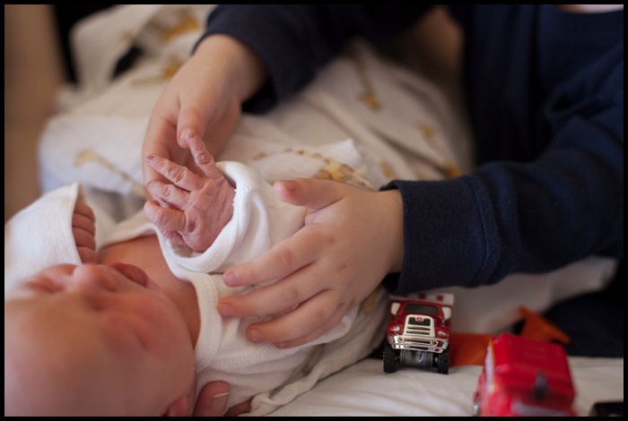 Happy Birthday Son, Big brother and newborn baby hands photo, Sibling photo
