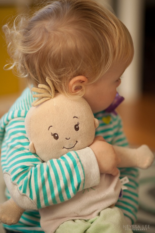 Photograph their snuggles, photography tips, photo recipe, toddler girl with her baby doll