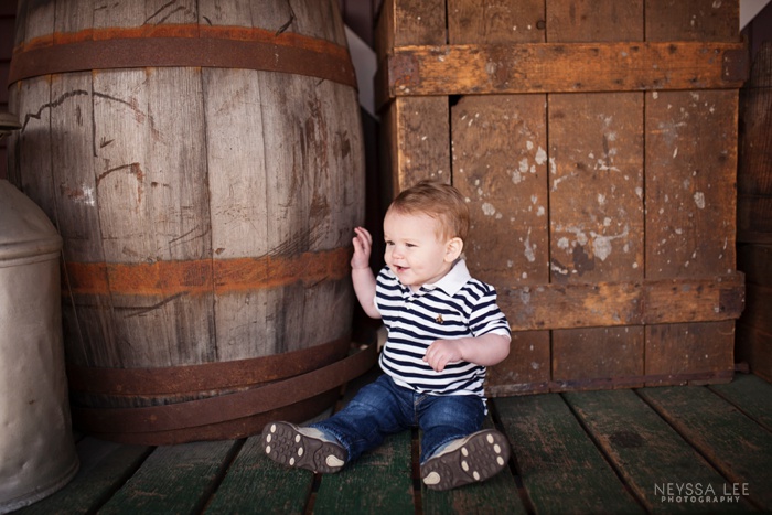 Photos of Brotherly Love, one year old boy, wagon used in photo