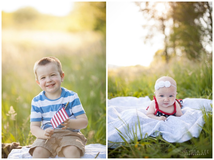 4th of July Mini Sessions, Flag, Young Boy in field