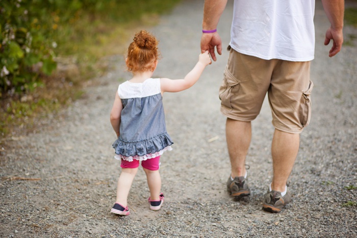 pediatric stroke warrior, Toddler girl, walking with dad