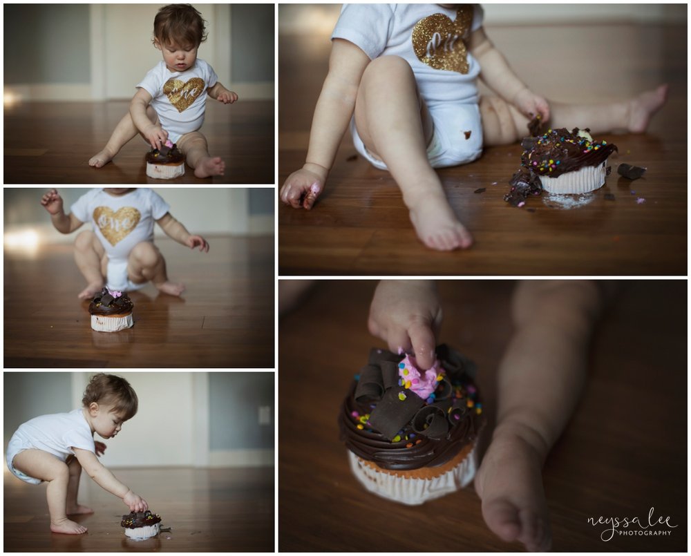 Photos of a one year old girl, cake smash photos