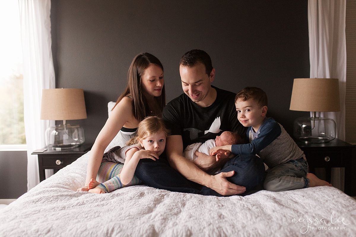 Family of five, newborn baby girl, Snoqualmie Newborn Photographer