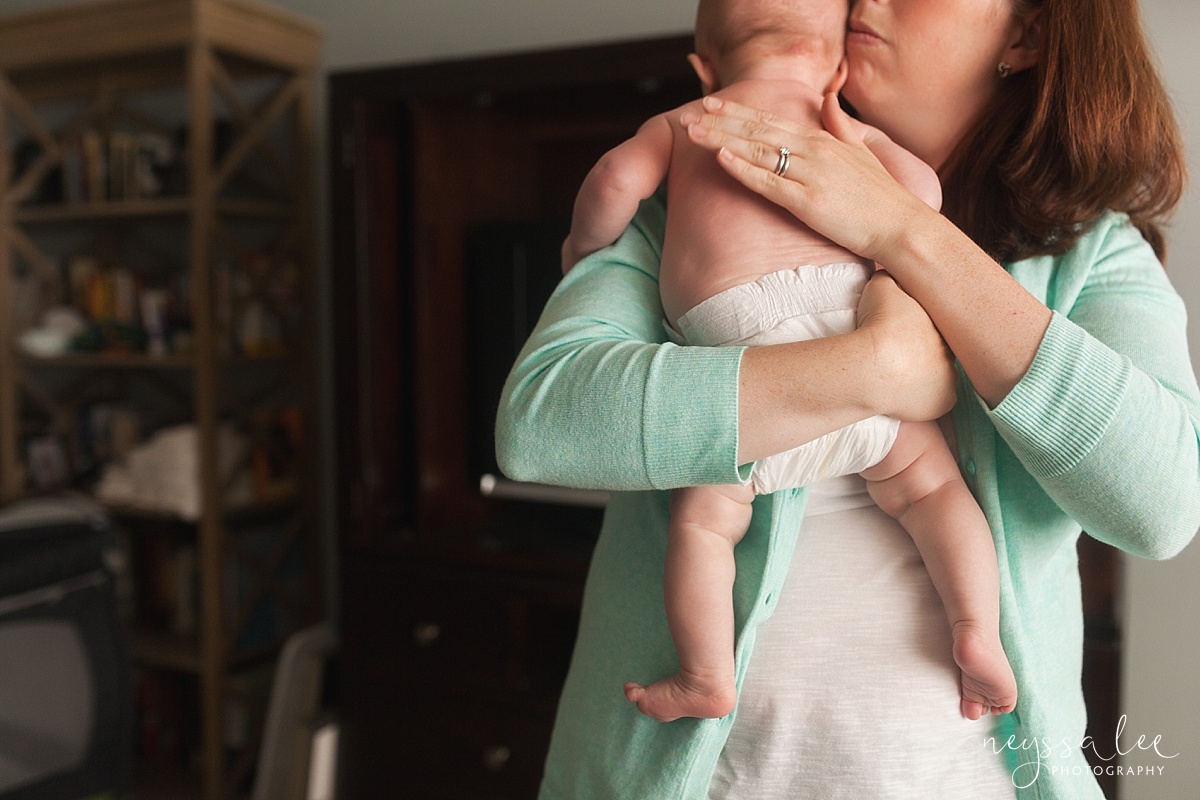Neyssa Lee Photography, Snoqualmie Newborn Photographer, Seattle, mom holding up baby boy