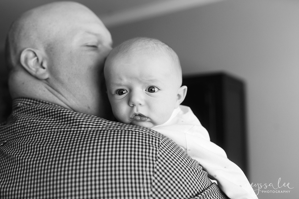 Neyssa Lee Photography, Snoqualmie Newborn Photographer, Seattle, father and son, alert newborn baby