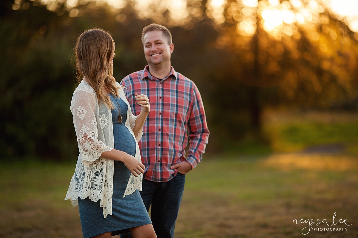 Neyssa Lee Photography Snoqualmie maternity photographer expecting couple laughing