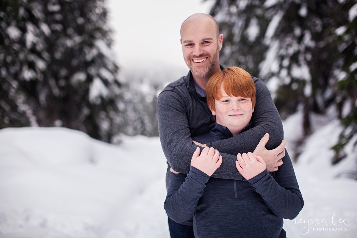 Neyssa Lee Photography, Snoqualmie Family Photographer, Family photos in the snow, Father and son