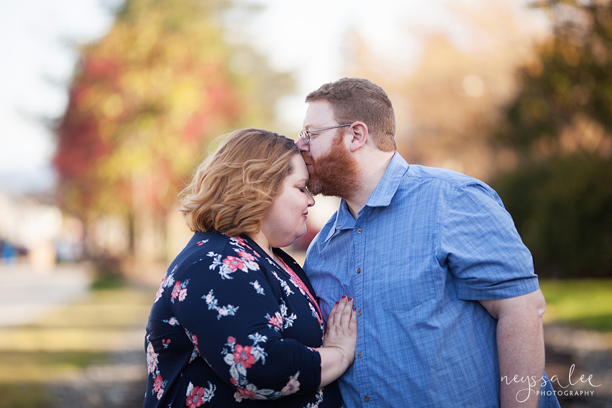 Photos for a 10 year anniversary, Snoqualmie Family Photography, Neyssa Lee Photography, Snoqualmie Train Station, Husband kisses wife