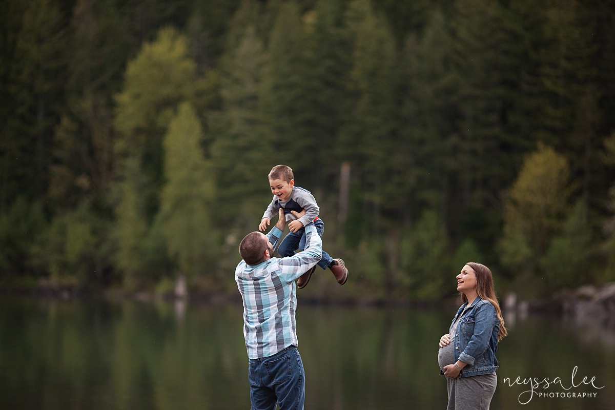 Maternity Session for each pregnancy, Snoqualmie Maternity Photographer, Neyssa Lee Photography, Dad tossing son up