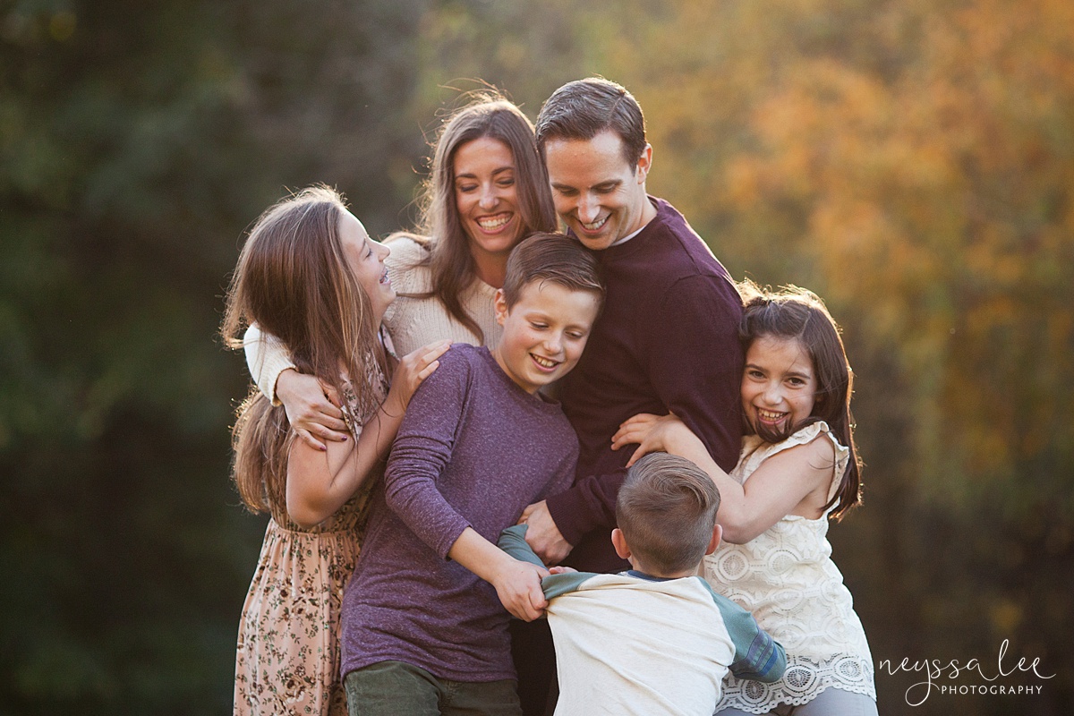 Special Place for Family Photos, Seattle Family Photographer, Family of 6, bear hug