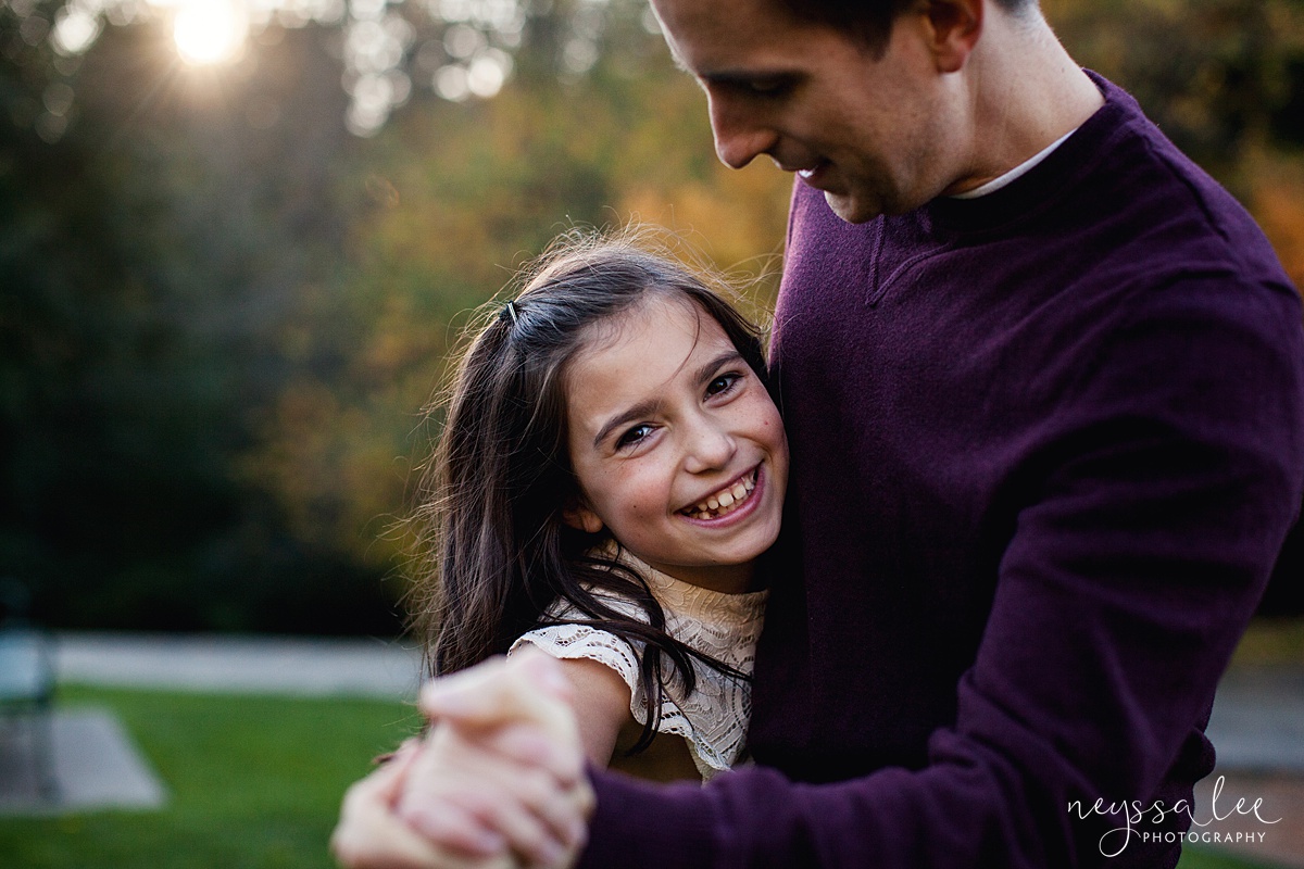 Special Place for Family Photos, Seattle Family Photographer, Father daughter dance together
