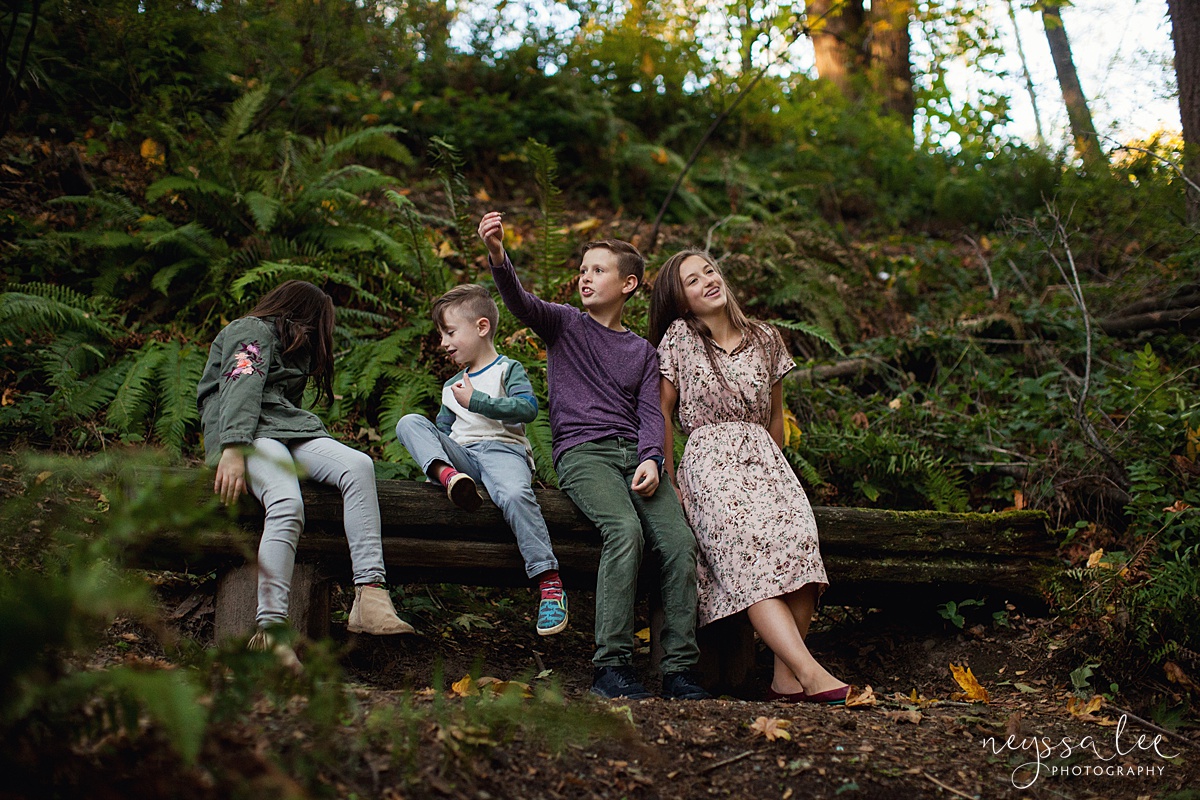 Special Place for Family Photos, Seattle Family Photographer, Family of 6, Siblings sit together