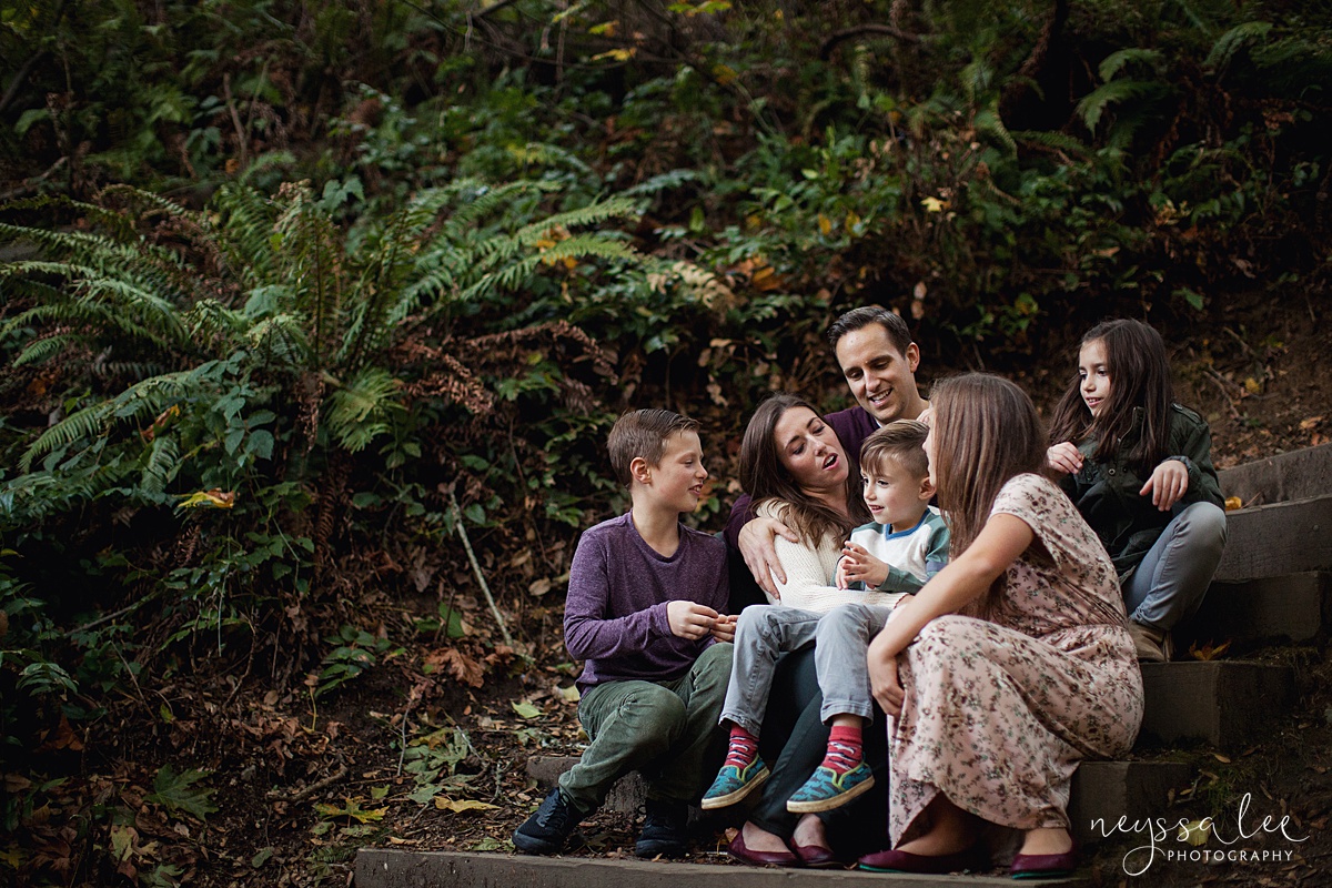 Special Place for Family Photos, Seattle Family Photographer, Family of 6 on stairs