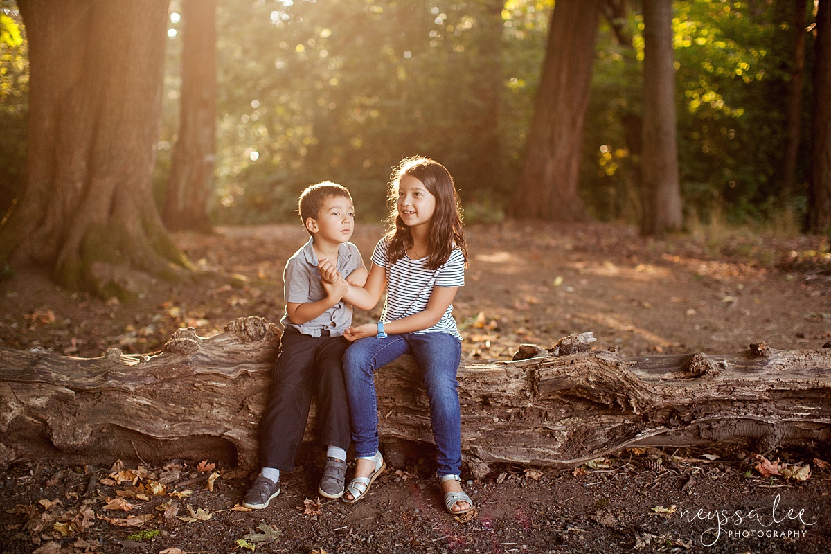 Neyssa Lee Photography, Seattle Family Photography, Family photos in the woods, family photos by the water, brother and sister photos