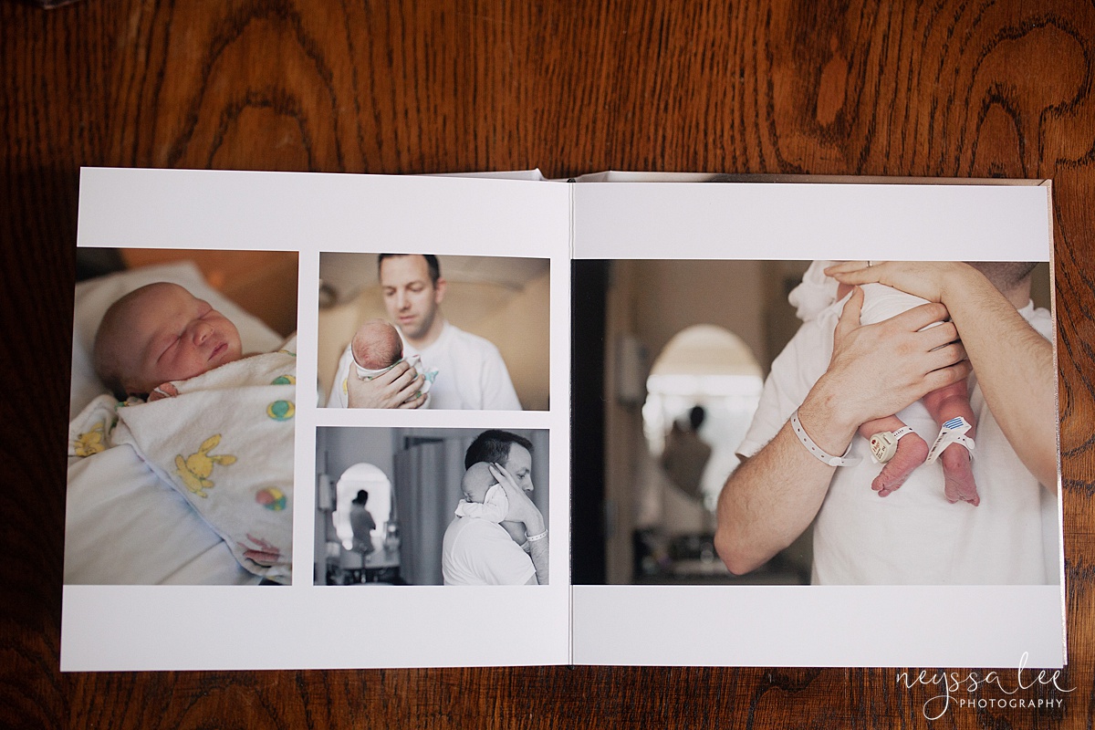 Custom Album with your photo session, Seattle Newborn Photographer,  Album Page Layout