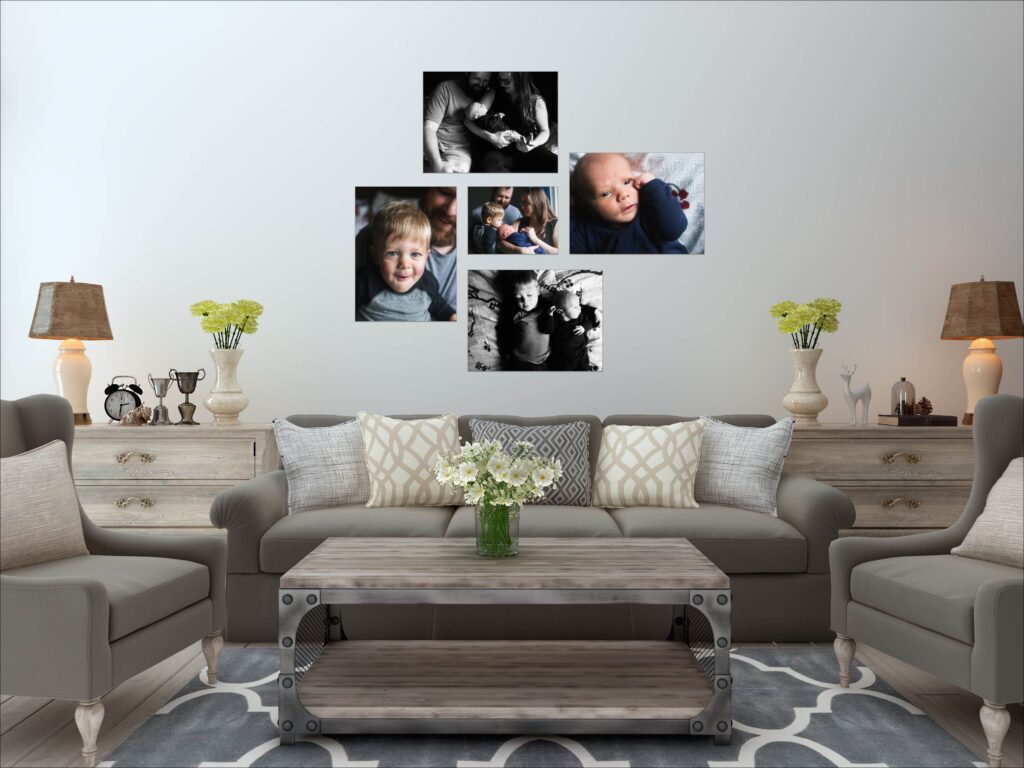 Seattle newborn photographer example of canvas wall for using family photos