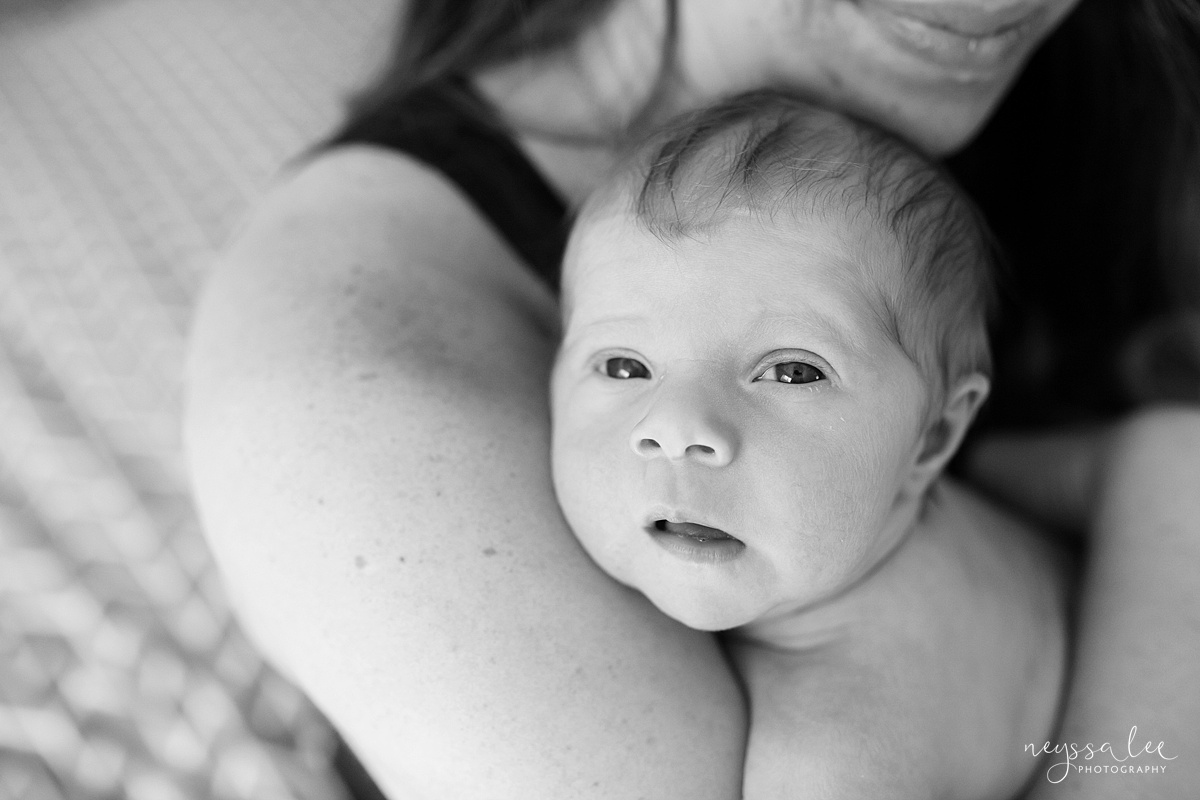 Snoqualmie newborn photographer, Neyssa Lee Photography, Seattle Newborn Photography, newborn eye contact