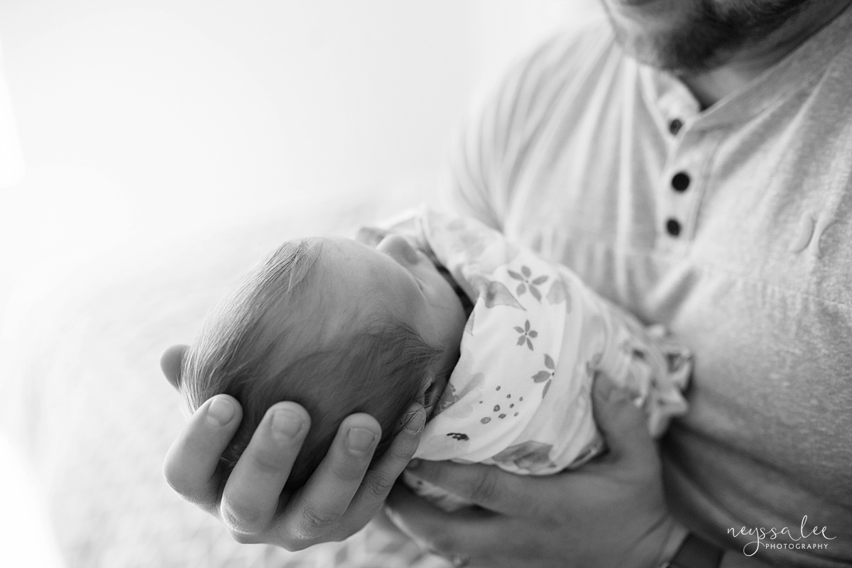 Snoqualmie newborn photographer, Neyssa Lee Photography, Seattle Newborn Photography, baby in dads hands