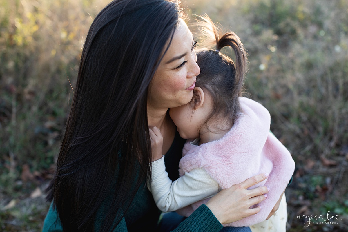 Neyssa Lee Photography, Seattle Lifestyle Family Photographer,  intimate photo of toddler girl hugging her mom