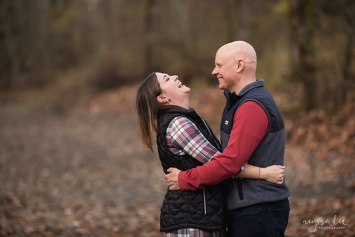 Location for family photos, Neyssa Lee Photography, Seattle Family Photographer, Bellevue Photography, Photo of husband and wife laughing together