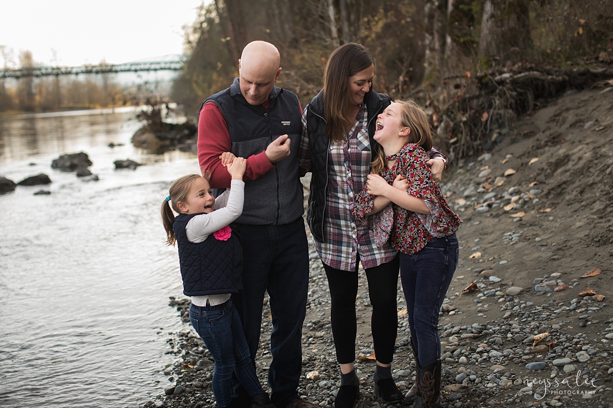 Location for family photos, Neyssa Lee Photography, Seattle Family Photographer, Bellevue Photography, Photo of Family playing by the river
