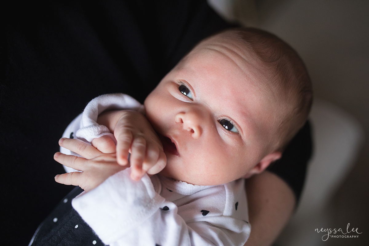 Neyssa Lee Photography, Seattle Newborn Photographer,  Newborn Photo Session Experience, Photo of awake newborn baby