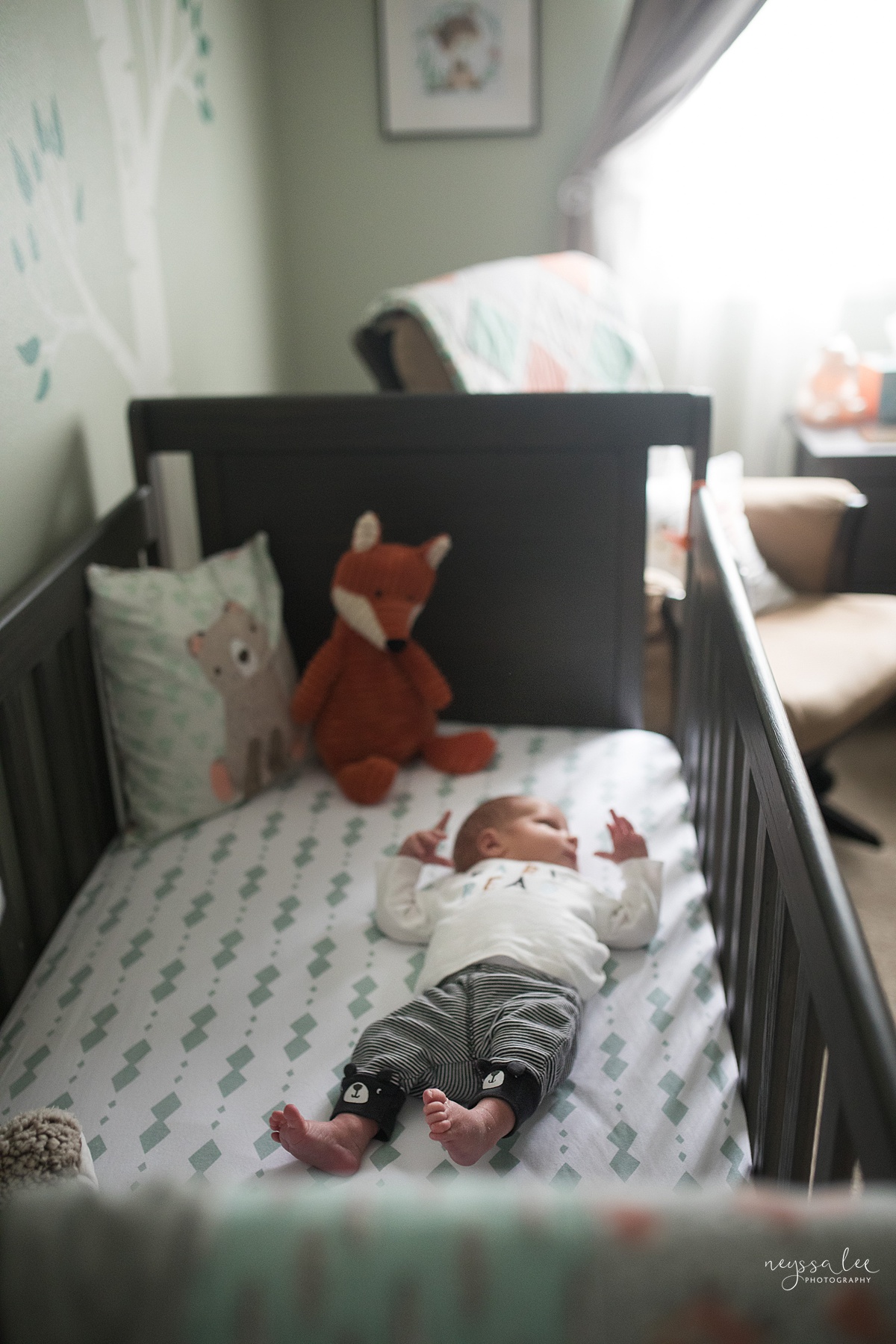  Photo of newborn baby laying in crib
