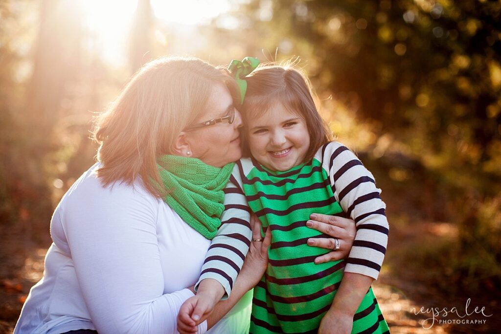 Snoqualmie valley family portrait of mother and daughter in beautiful backlight