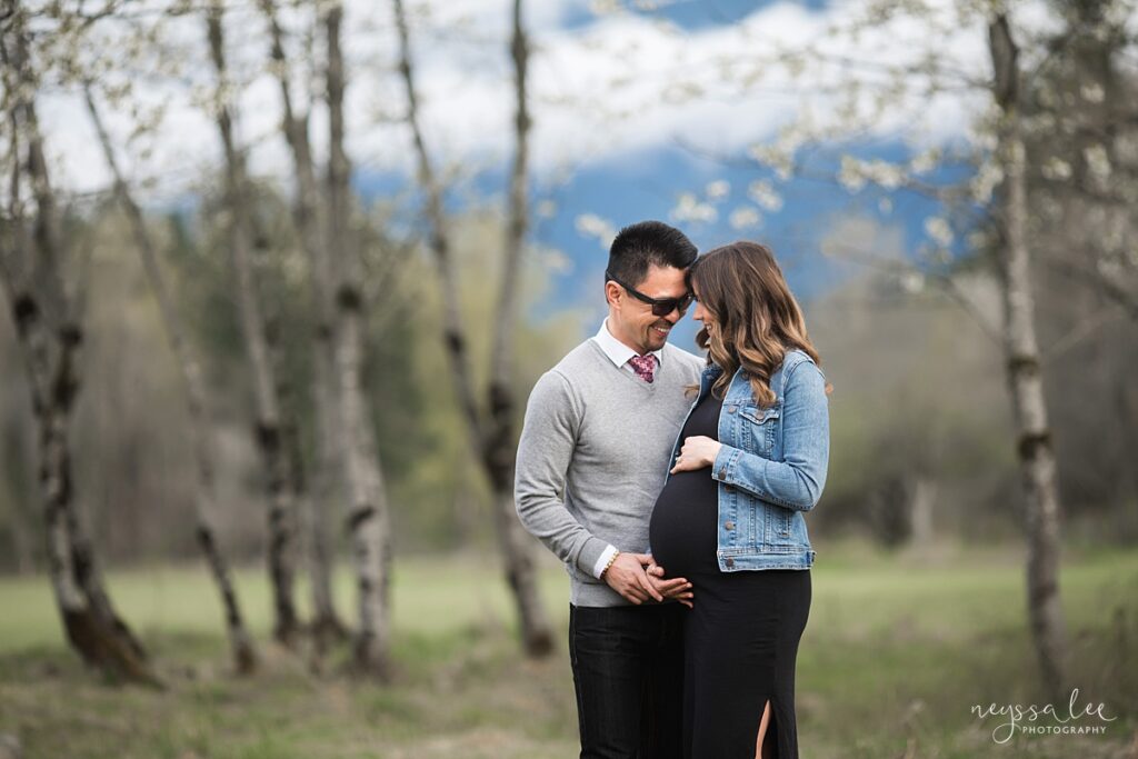 Maternity couple during portrait session in North Bend, Wa