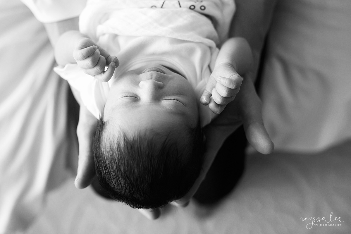 Black and white newborn photo by Seattle Newborn Photographer 