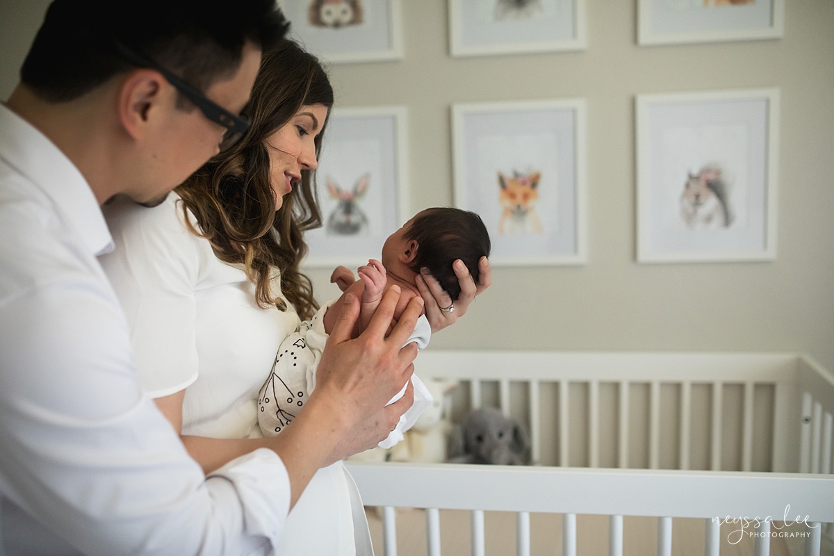 Neyssa Lee Photography, Seattle Newborn Photographer, Bellevue Lifestyle Newborn Photographer,  Photo of family in newborn nursery