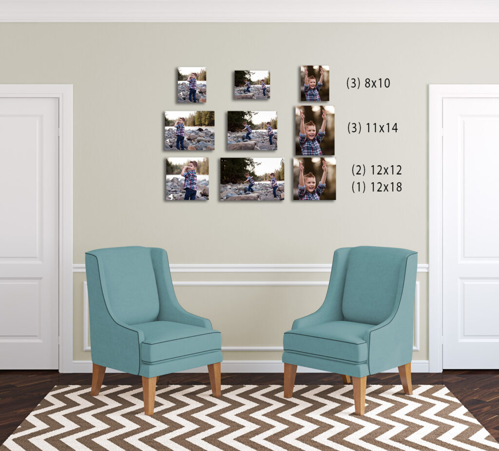 Wall Display showing size matters with different size canvases