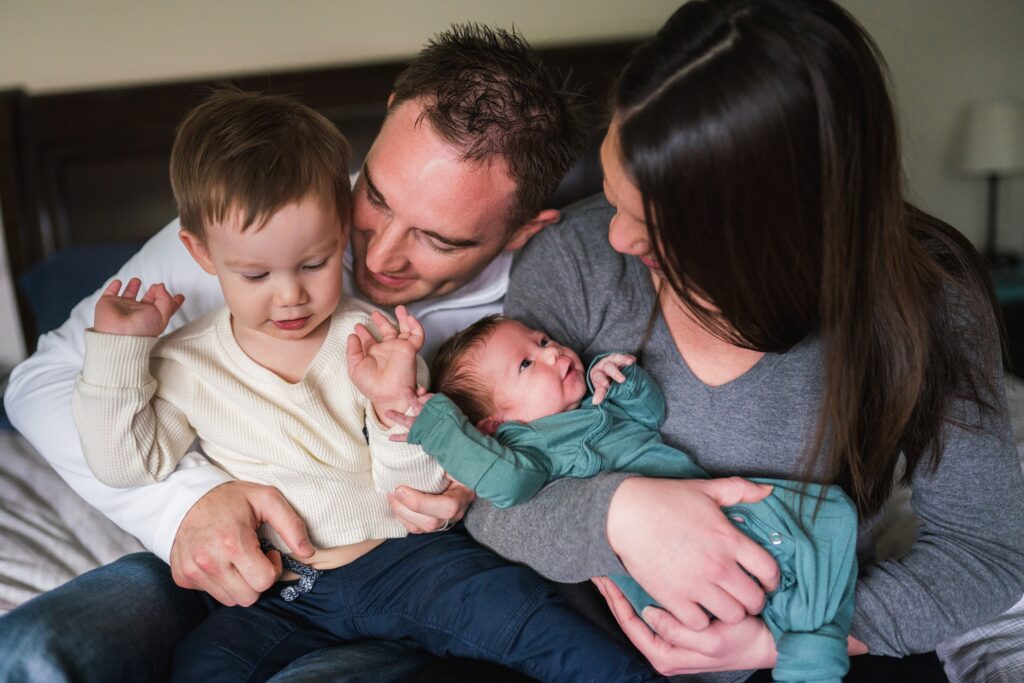 Seattle newborn photography of family of four