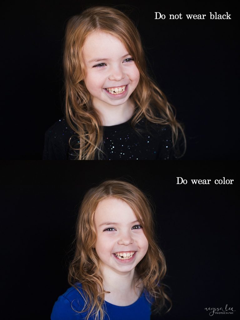 School picture day dos and don'ts, what to wear for school photos, avoid black