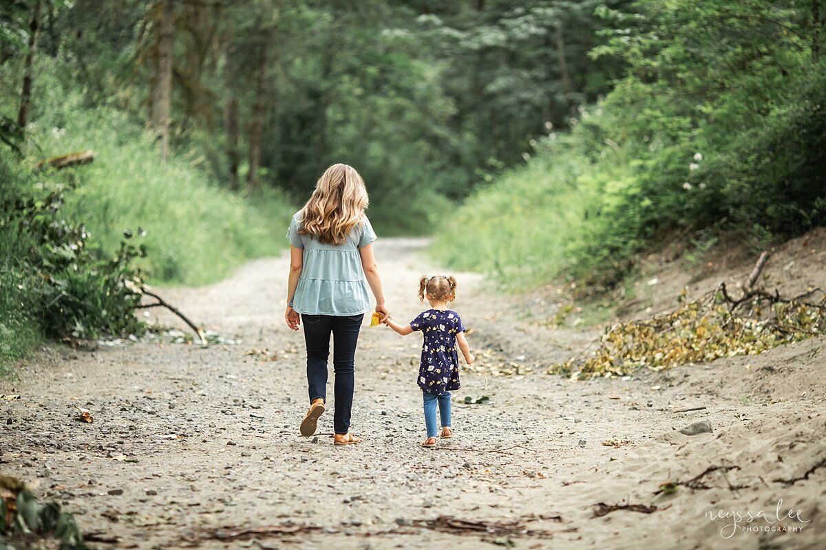 Tips for Beautiful Photos with Young Children, Neyssa Lee Photography, Issaquah Family Photographer, Photo of mother and daughter walking together