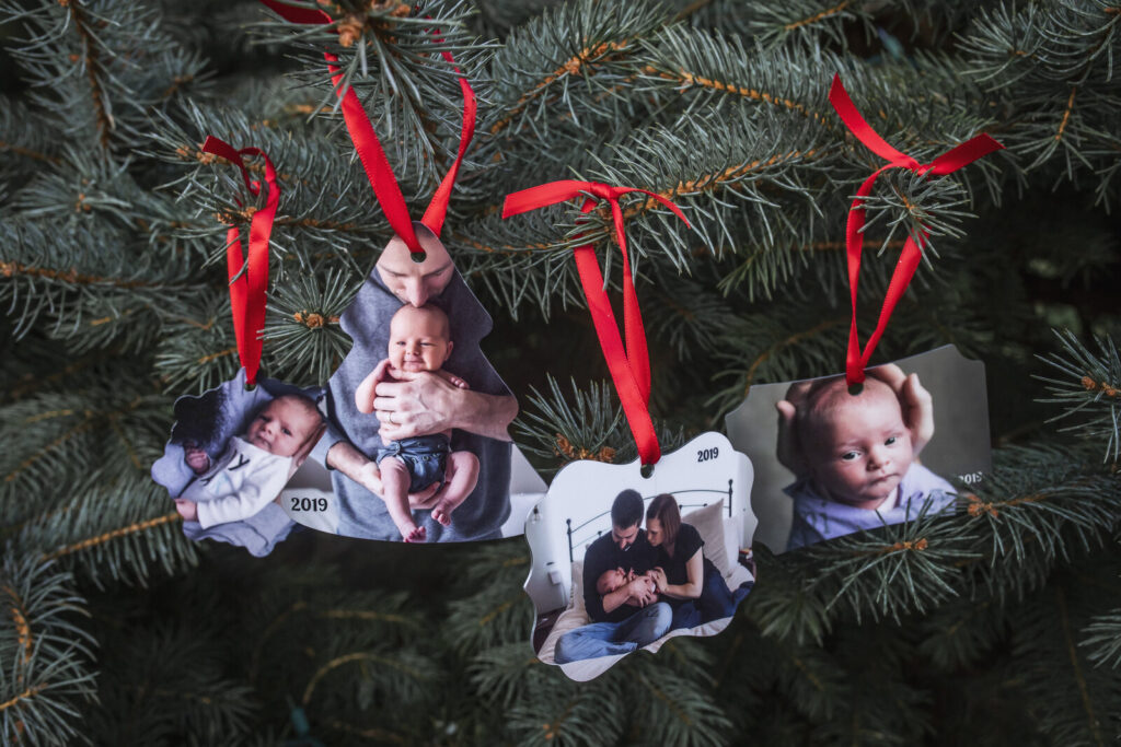 Photo Gift Idea, Metal Ornament from Family and Newborn Portrait Session
