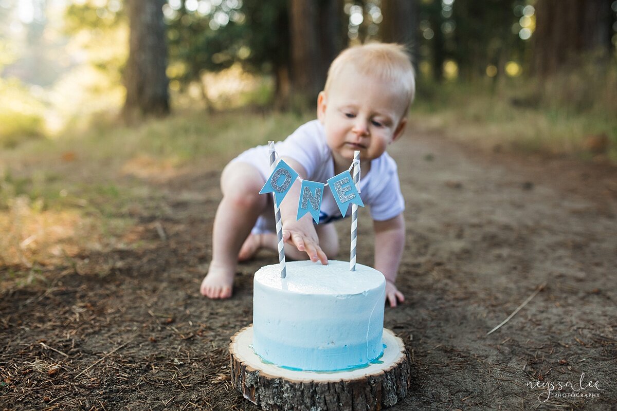 Photographs of Baby's 1st Year, Seattle Baby Photographer, Issaquah Baby Photography, Neyssa Lee Photography, Photo of 1 year old baby boy eating cake smash cake