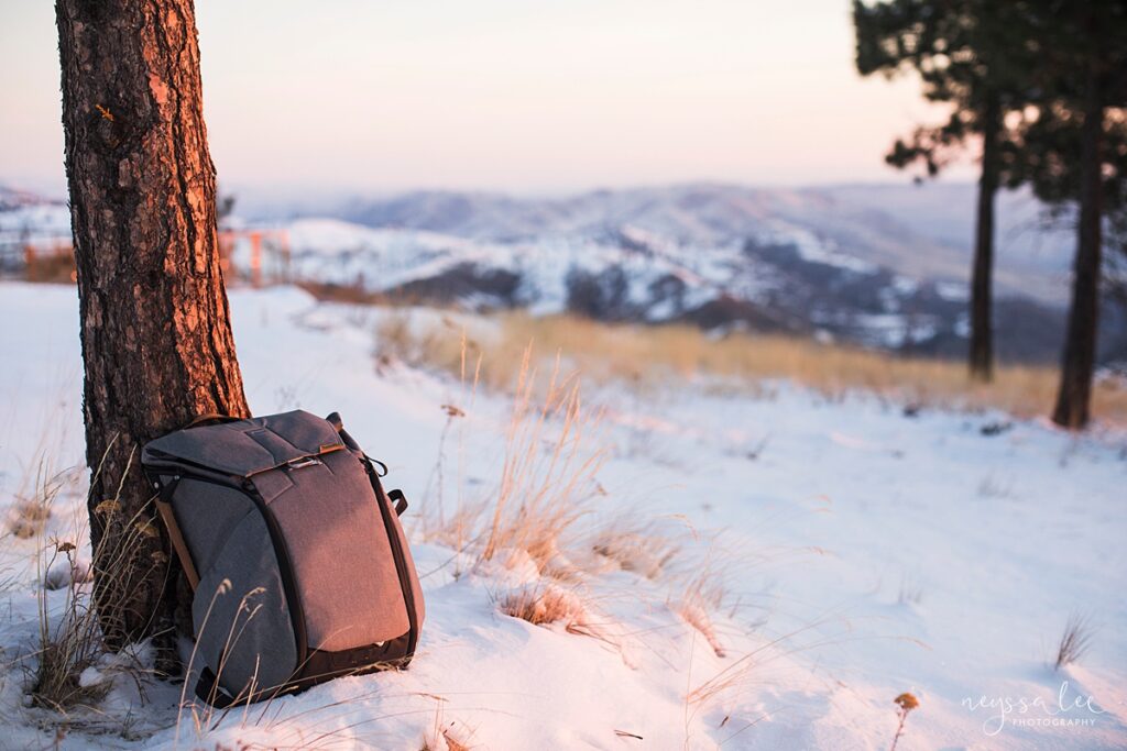 Peak Design Backpack in the snow