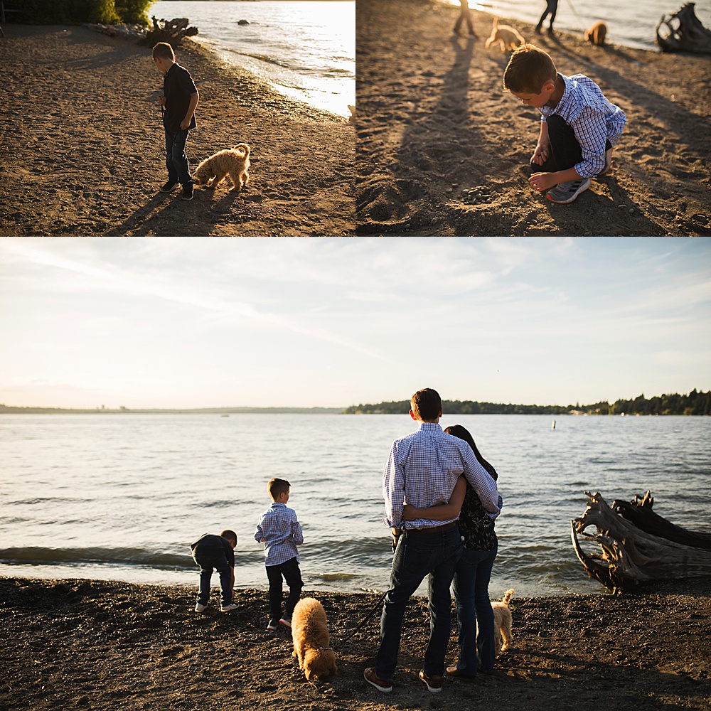 Family photos on the beach on Mercer Island