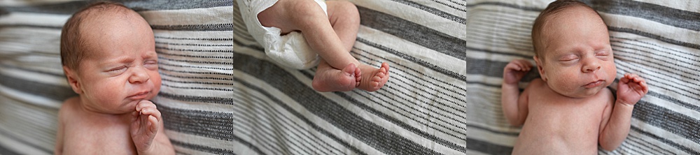 series of three photos of newborn baby