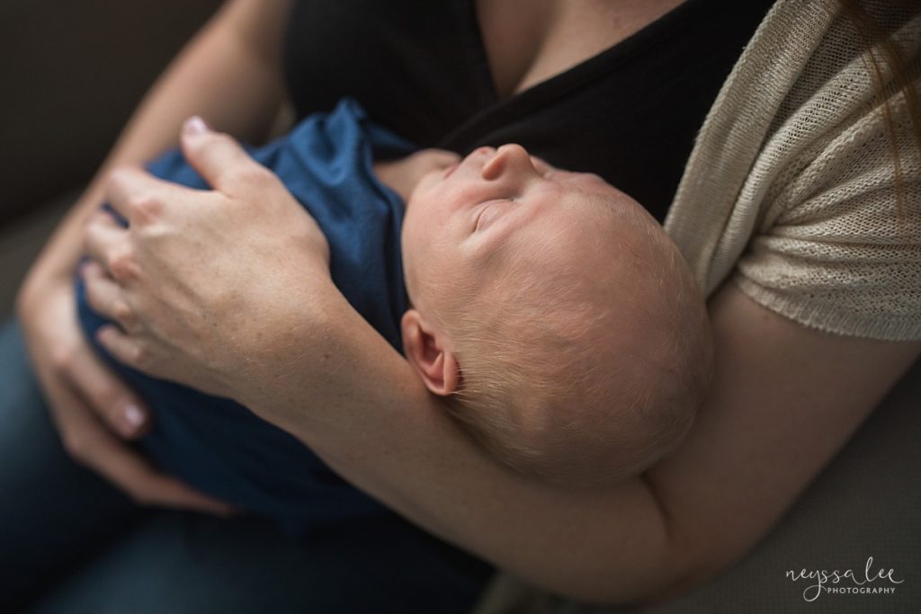 Seattle newborn photographer, Neyssa Lee Photography, swaddled baby for newborn photos