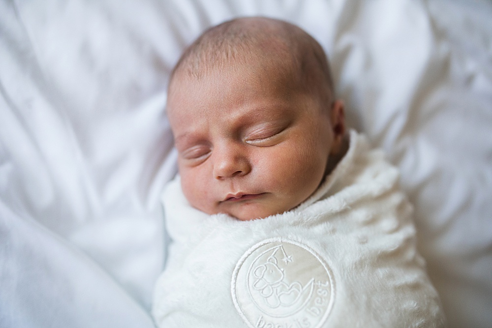 swaddled baby, no props for newborn photography