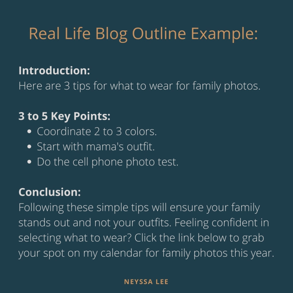 sample blog outline for blog writing tips on blog structure