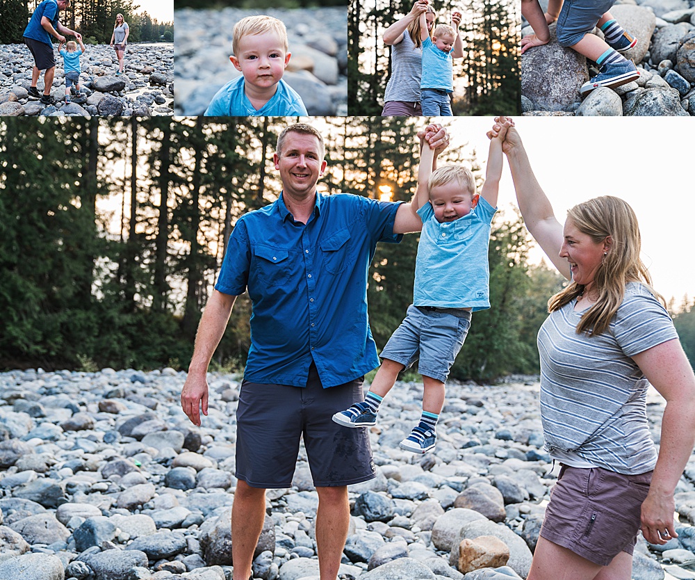 what not to wear for family photos post, photo on the rocky terrain by the river