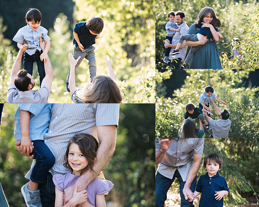 Seattle family photographer, playful family photos at Snoqualmie pass